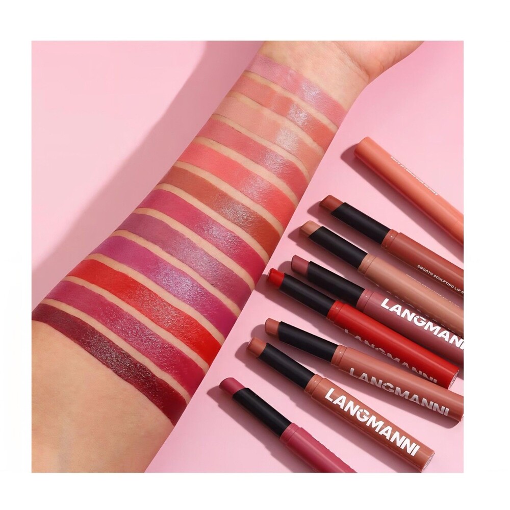 12 Piece Dual Soft Nude Velvety Matte To Red Tone Waterproof Lipstick Lip Balm - Picture 2 of 8